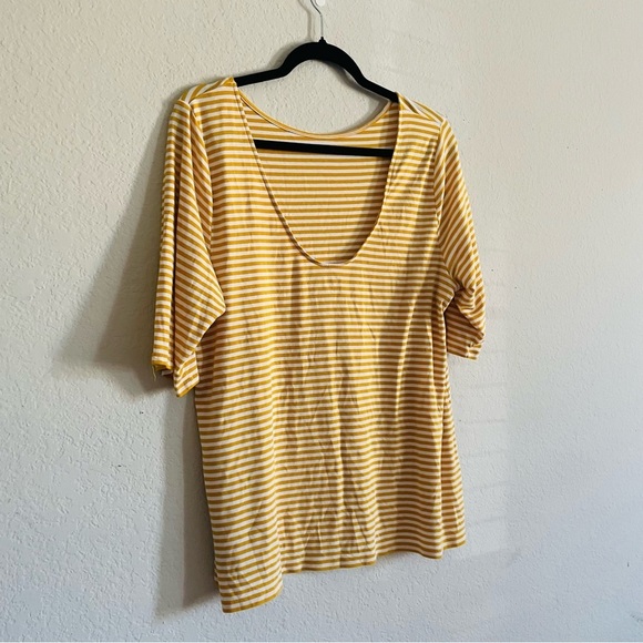 Old Navy woman’s fitted yellow striped top size XXL low back casual everyday - Picture 6 of 7
